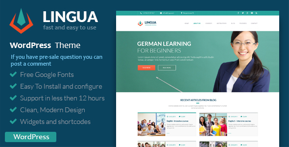 Schule oder Lehrer - Lingua WordPress Vorlage