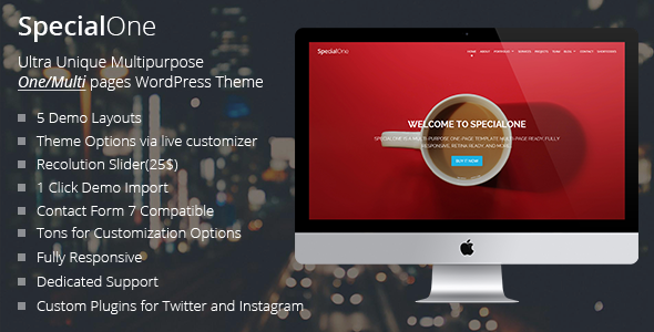 SpecialOne - Mehrzweck One / Mehrere Seiten WordPress Vorlage - Corporate WordPress