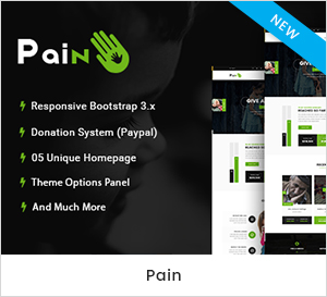 Pain - Charity & Fundraise WordPress-Layout ohne Erwerbszweck