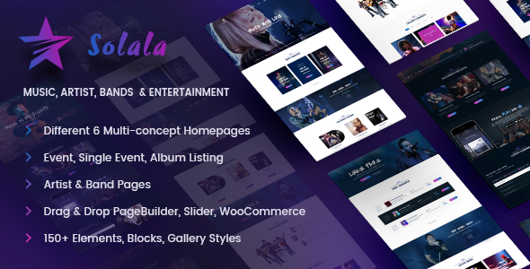 Musik WordPress Theme |  Musik WP Solala (Musik, Band, Künstler, Konzert, Audio, Fanclub)