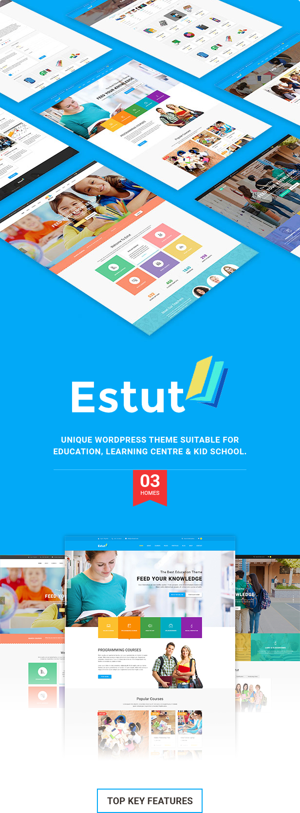 Estut | Bildung WordPress Vorlage - Material Design - Online-Kurs E-Learning - eCommerce