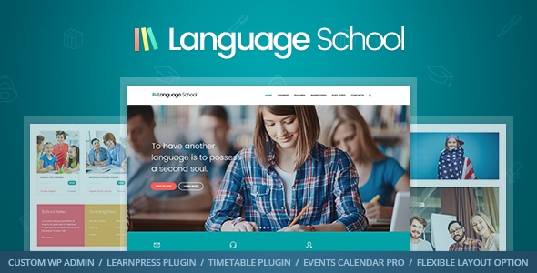 Sprachschule - Kurse & Learning Management System Bildung WordPress Template