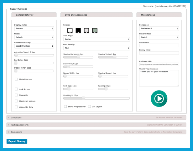 Plugin bietet Visual Builder zum Erstellen eines eigenen Fragebogens