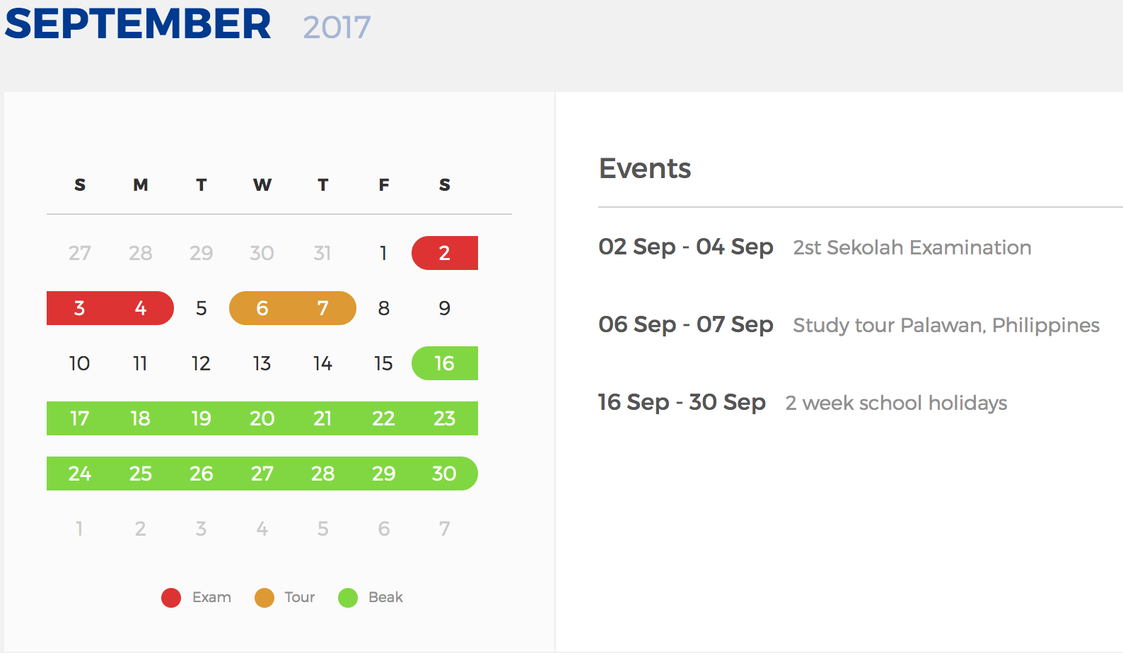 Akademische Kalender - Senior High School WordPress Vorlage