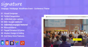 Unterschrift – Responsive Onepage | Mehrseitiges Konferenz-Ereignis-WordPress-Thema