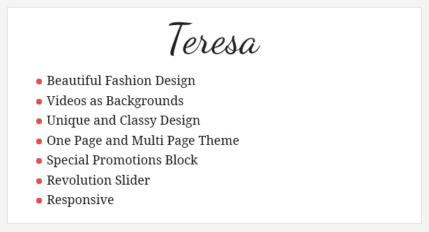 Teresa - Ein One und Multi Page Mode-Thema