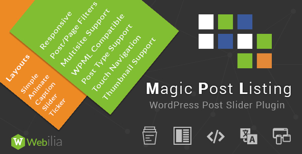 Magic Post Listing PRO - Slider, Mauerwerk, Beschriftung, Liste, Grid Styles!