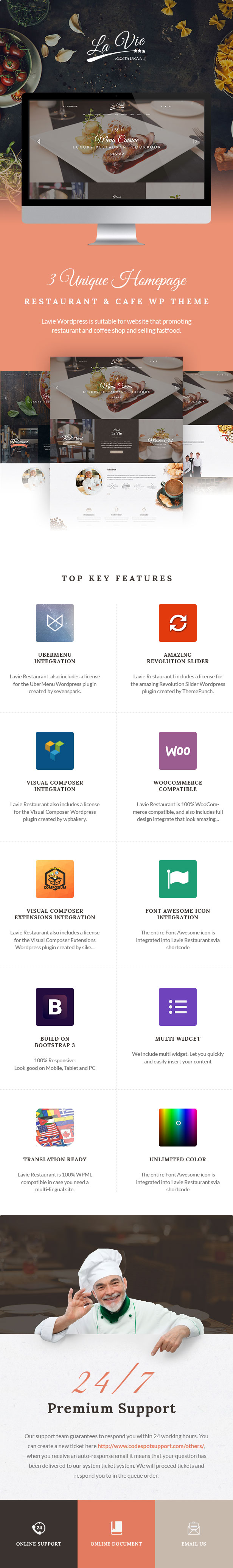 Lavie Restaurant WordPress Template WooCommerce