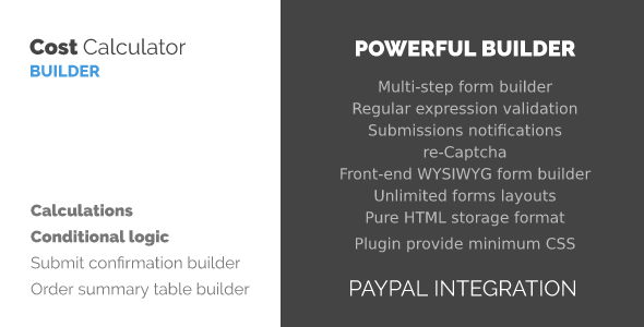 WordPress Kostenrechner und Payment Forms Builder