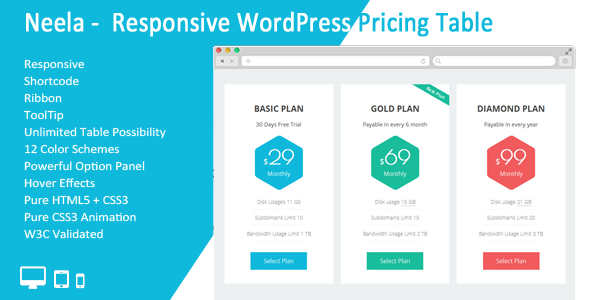 Neela - Responsive WordPress Preistabelle