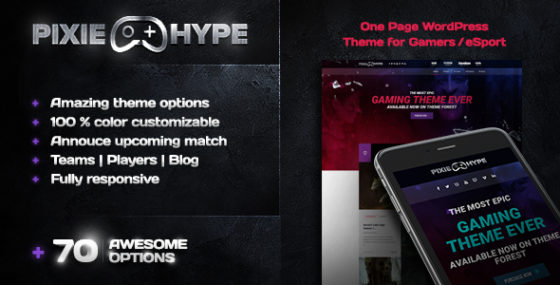 PixieHype | Eine Seite WordPress Template für Gamer / eSport