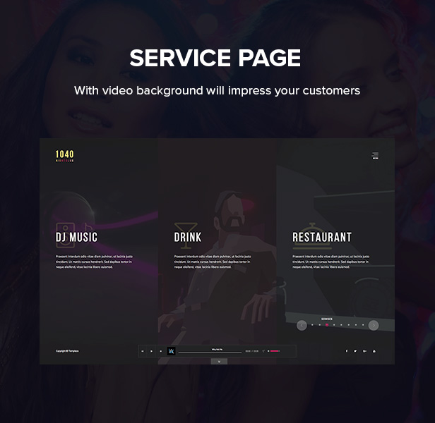 1040 Nacht Club - DJ, Party, Musik Club WordPress Vorlage