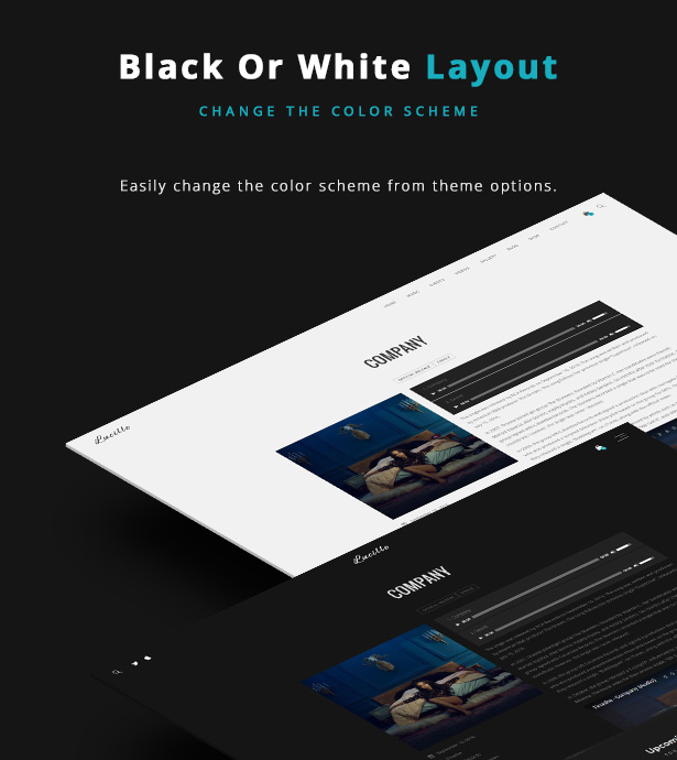 Lucille Music WordPress Layout - schwarz oder weiß Farbschema