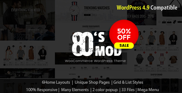 80er Mod - Bauen Sie Ihren Store mit einem Vintage-Stil WooCommerce WordPress Template