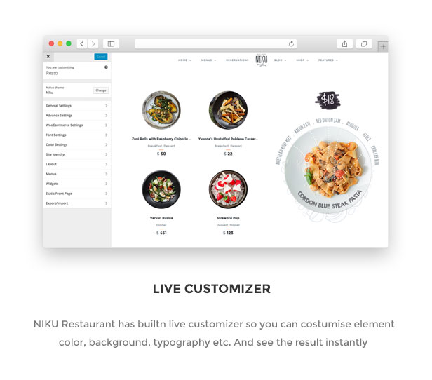 Niku - Restaurant & Essen Menüs WooCommerce Layout