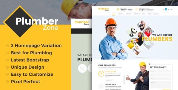 Klempner-Zone - Klempnerarbeit, Reparatur und Aufbau WordPress-Thema