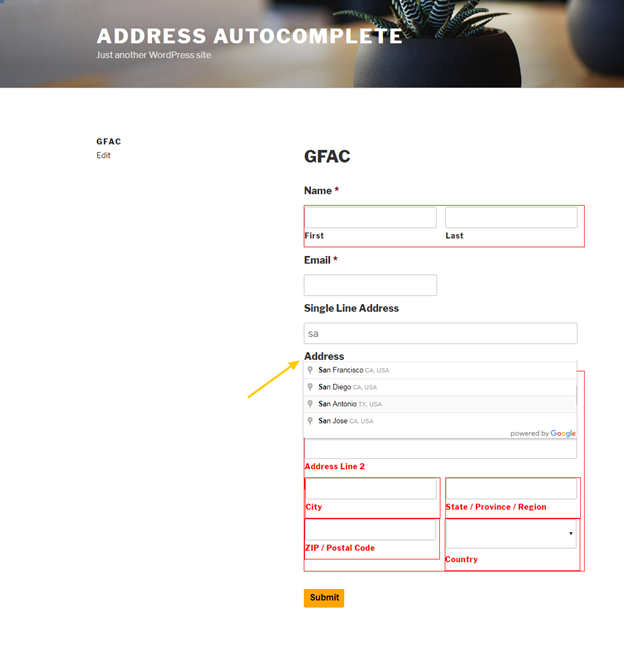 Gravity Forms Adresse Google Autocomplete