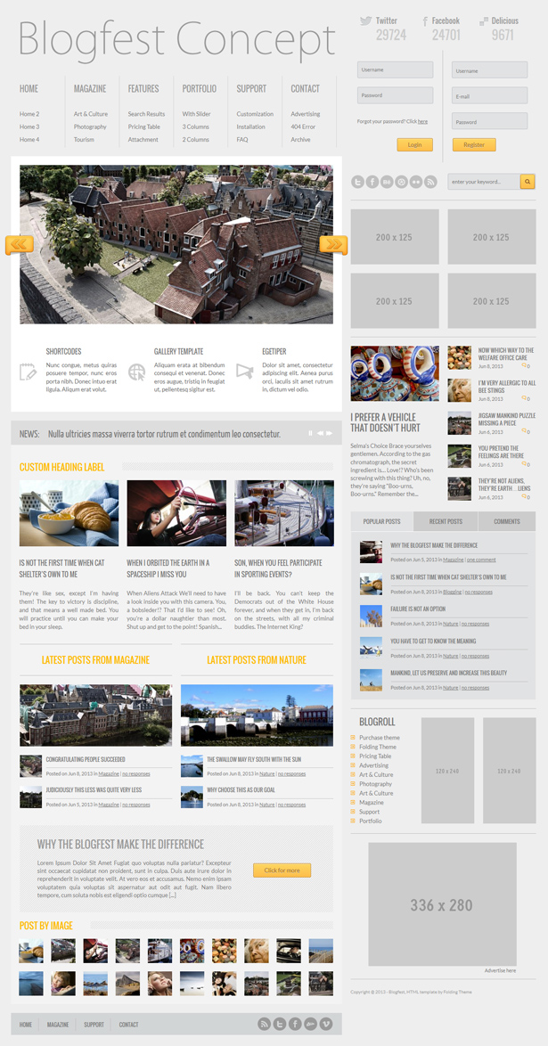 Blogfest WordPress Magazin Nachrichten und Blog Template