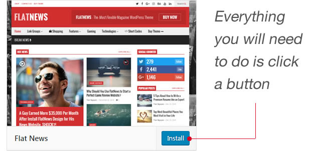 FlatNews - Responsive Magazine WordPress Vorlage - 1-Klick-Demo-Installation