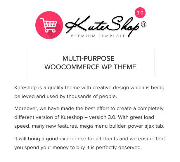 KuteShop - Mehrzweck WooCommerce WordPress Template (RTL unterstützt)