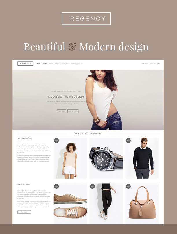 Regency: Ein schönes und modernes E-Commerce-Layout
