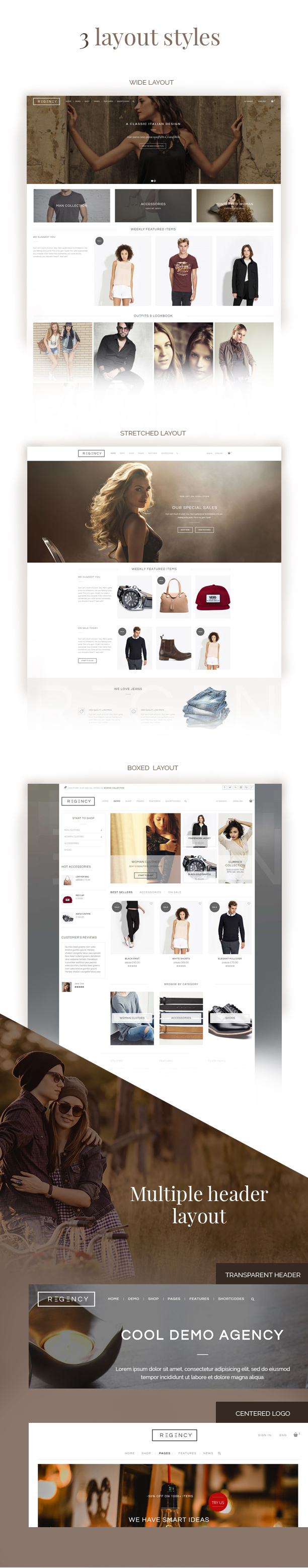 Regency: Ein schönes und modernes E-Commerce-Layout