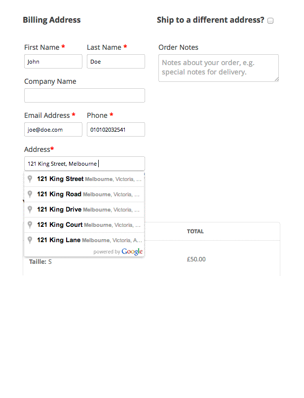 Google Address Autocomplete für WooCommerce