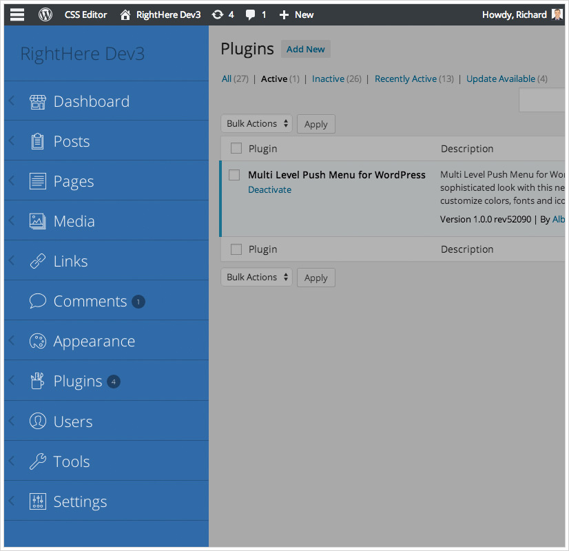 Mehrstufiges Push-Menü für WordPress - Plugin installieren