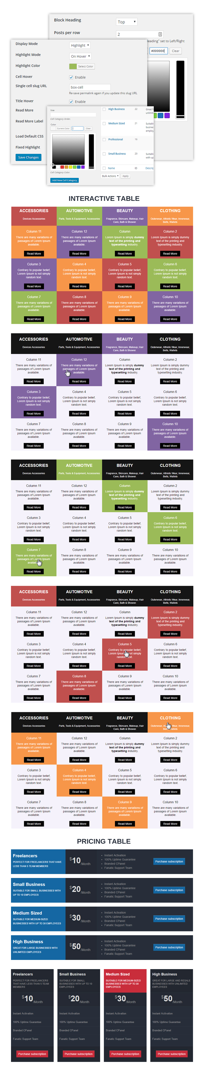 Responsive interaktive Tabelle