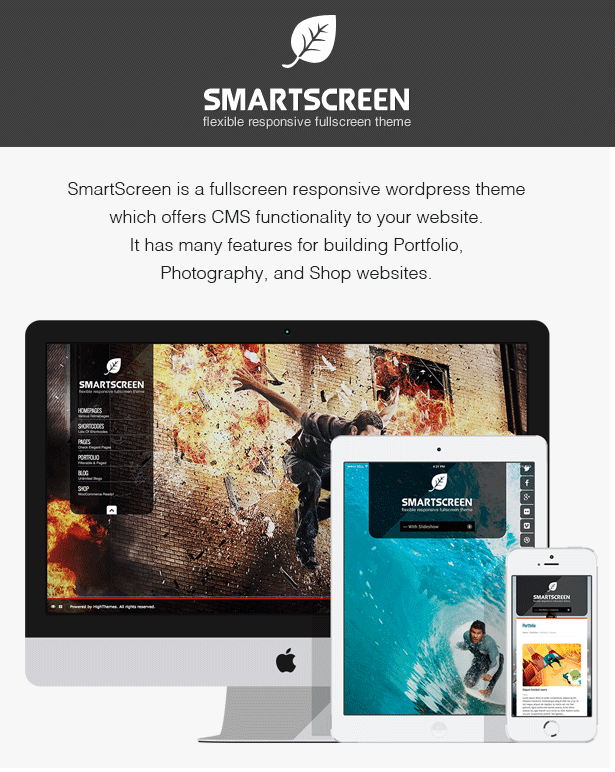 SmartScreen Fullscreen Responsive WordPress Template