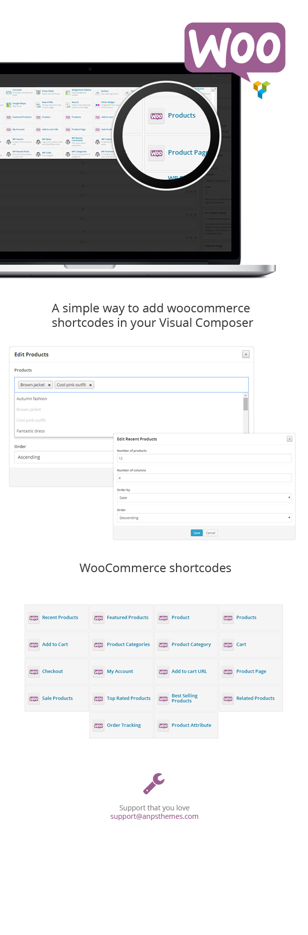 Woocommerce Kurzwahlnummern für Visual Composer