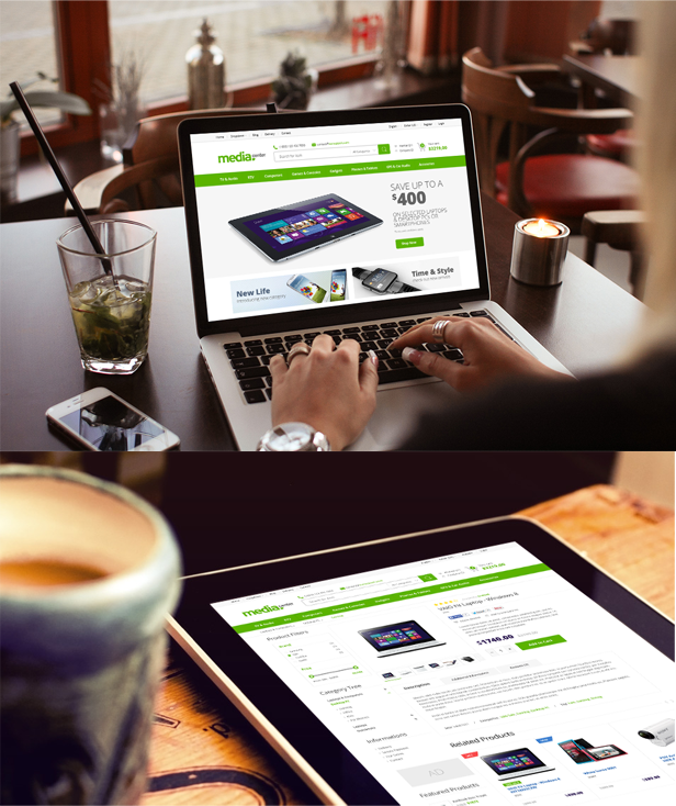 MediaCenter - Elektronikladen WooCommerce Layout