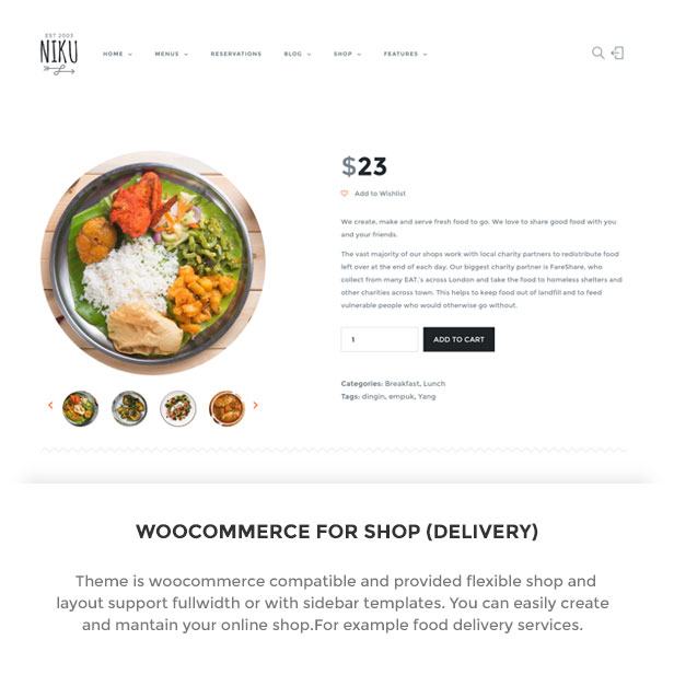 Niku - Restaurant & Essen Menüs WooCommerce Layout