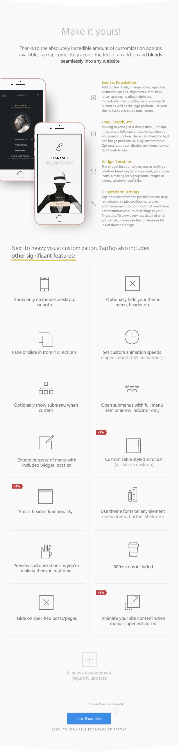 Funktionen und Anpassungsdetails