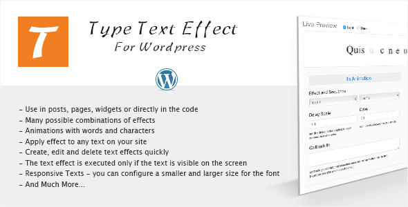 Geben Sie Texteffekt für Wordpress ein