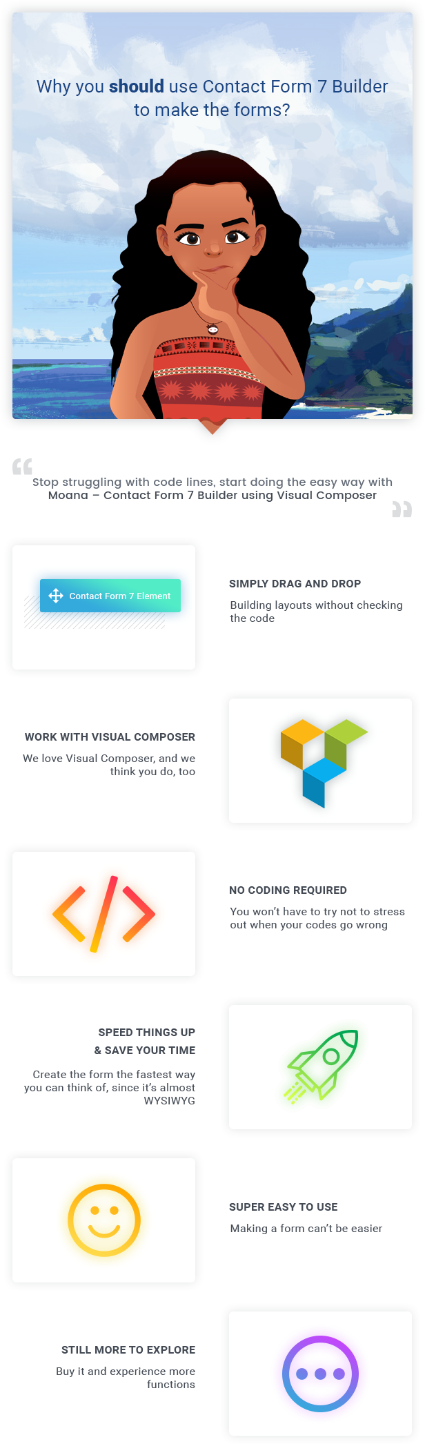 Moana - Contact Form 7 Builder verwendet Visual Composer Features