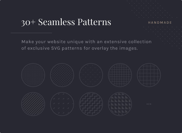 30+ Seamless Patterns: Machen Sie Ihre Website einzigartig mit einer umfangreichen Sammlung von exklusiven SVG-Mustern zum Überlagern der Bilder.