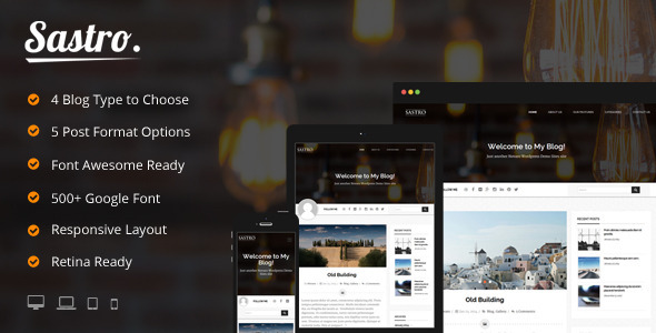 Sastro – 4 Persönliches Blog Typ WordPress Layout