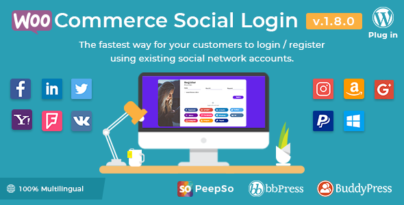 Wordpress E-Commerce Plugin WooCommerce Social Login - WordPress Plugin