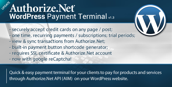 Autorisieren.Net Zahlungsterminal Wordpress