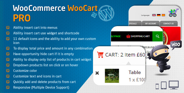 WooCart Pro - Dropdown-Einkaufswagen für WooCommerce