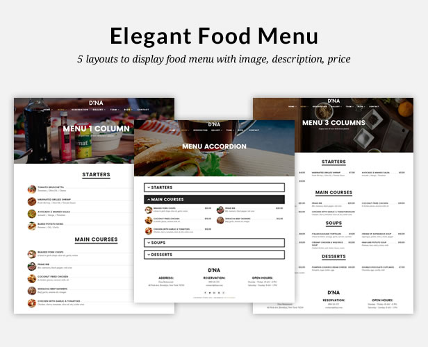 Dina - Restaurant, Bar, Cafe, Essen WordPress Layout