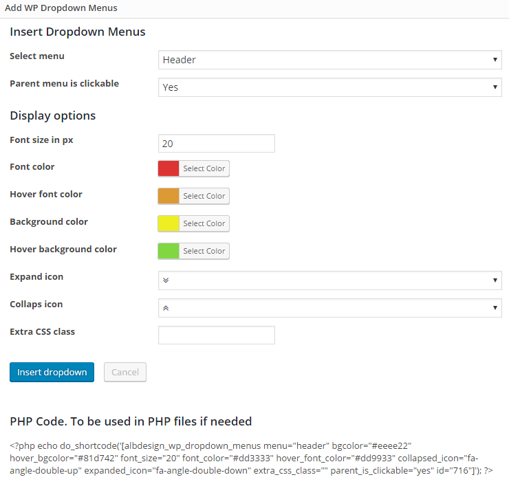 Wordpress Menü Dropdown