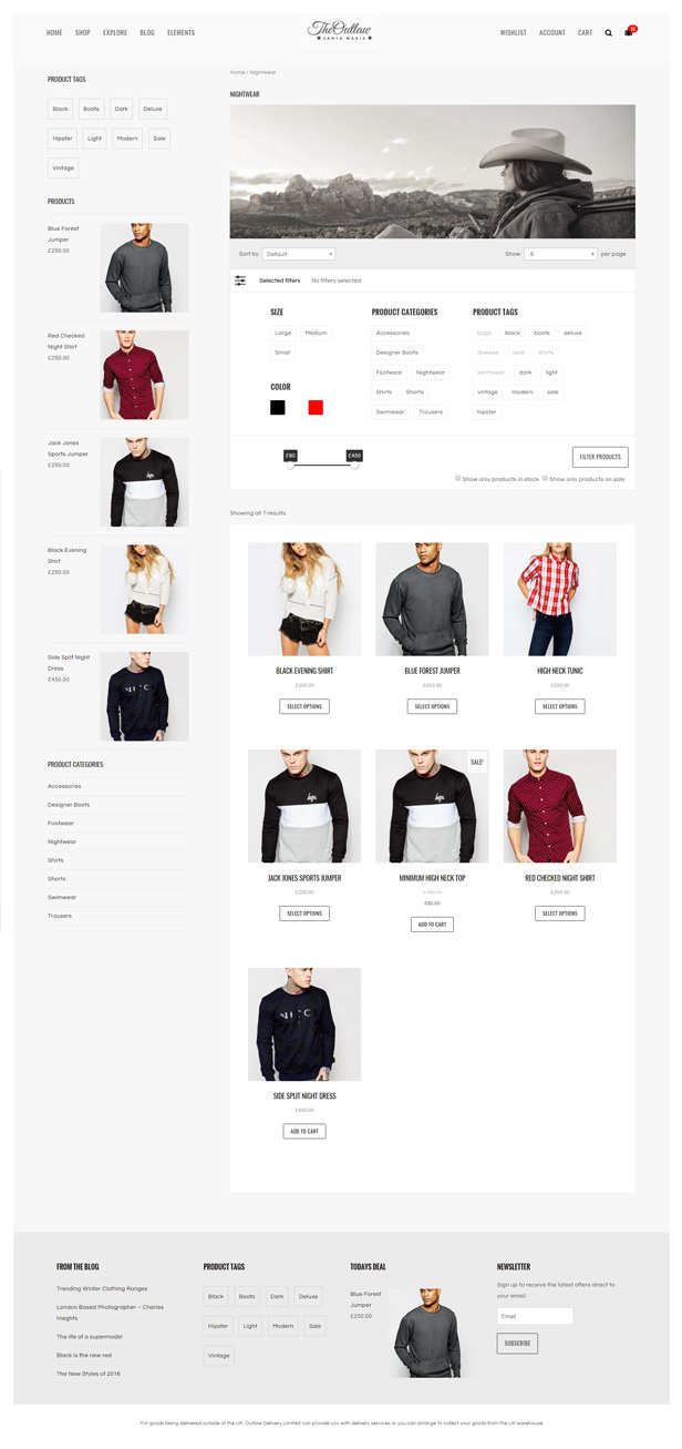 Outlaw - Stilvolles WooCommerce WordPress Vorlage