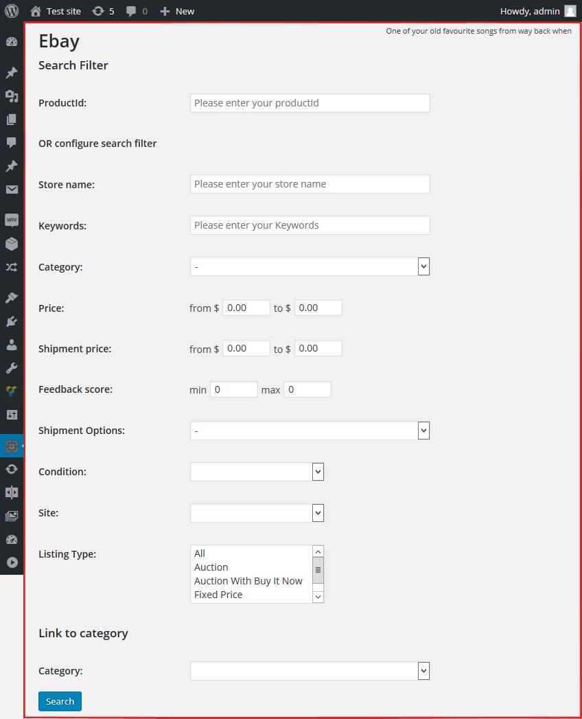 Suchfilter ebay WooImporter