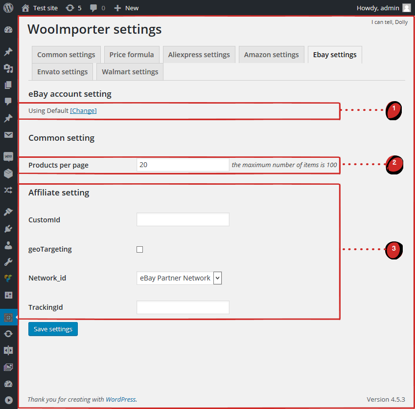 ebay Einstellungen WooImporter