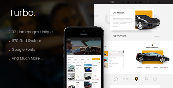 Turbo - Mietwagen HTML Vorlage | Premium-Vorlagen für die Buchung von Autos