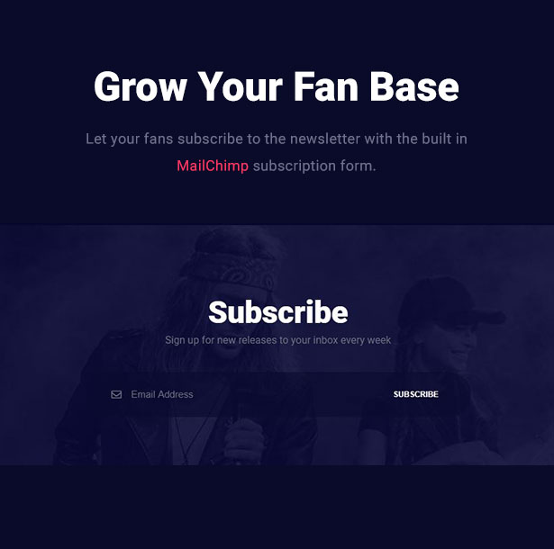 Slide Musik WordPress Layout MailChimp Integration