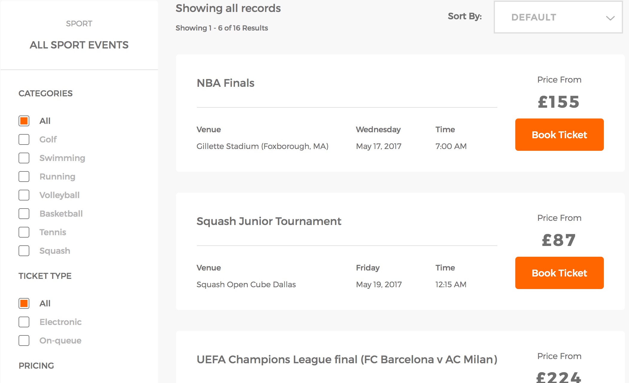 Leistung / Event Filtering System WordPress Vorlage
