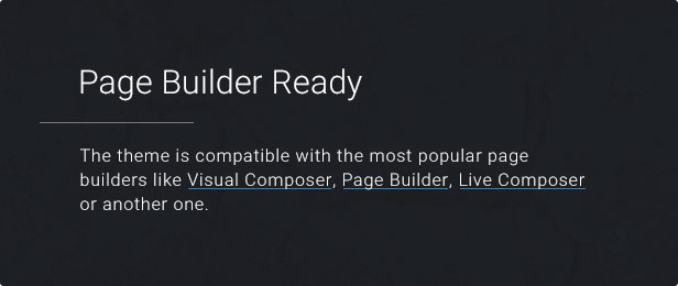 Bereit für den Seitengenerator: Das Design ist mit den gängigen Seitenerstellern wie Visual Composer, Page Builder oder Live Composer kompatibel.